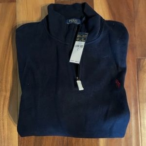 NWT Polo Ralph Lauren 1/4 Zip Pullover Sweater Navy Blue Size Large